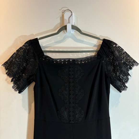 FRANK LYMAN Sz 8 Jumpsuit Off the Shoulder Jersey Knit Exposed Zipper Lace NEW - Picture 3 of 10
